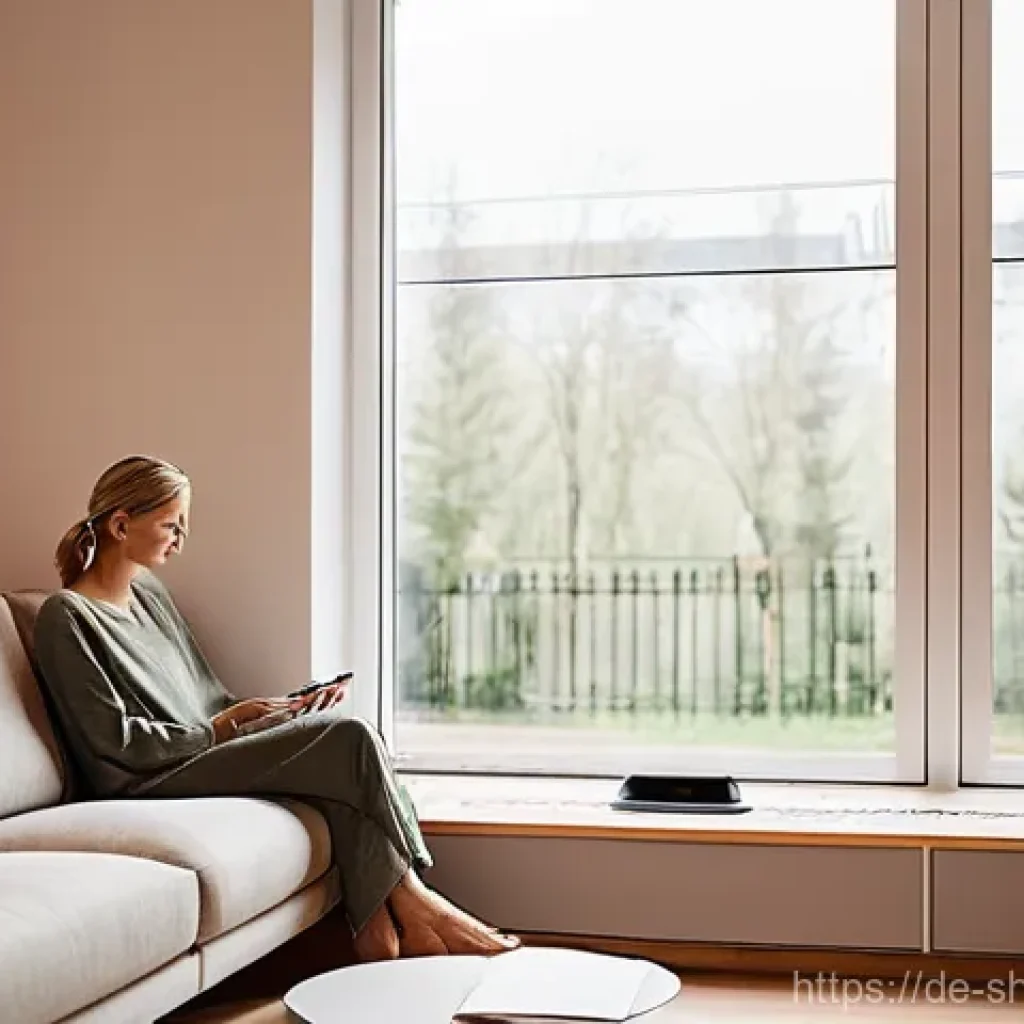 무속인의 일과 - **Prompt:** A cozy, modern German living room with soft, natural light filtering through a well-seal...