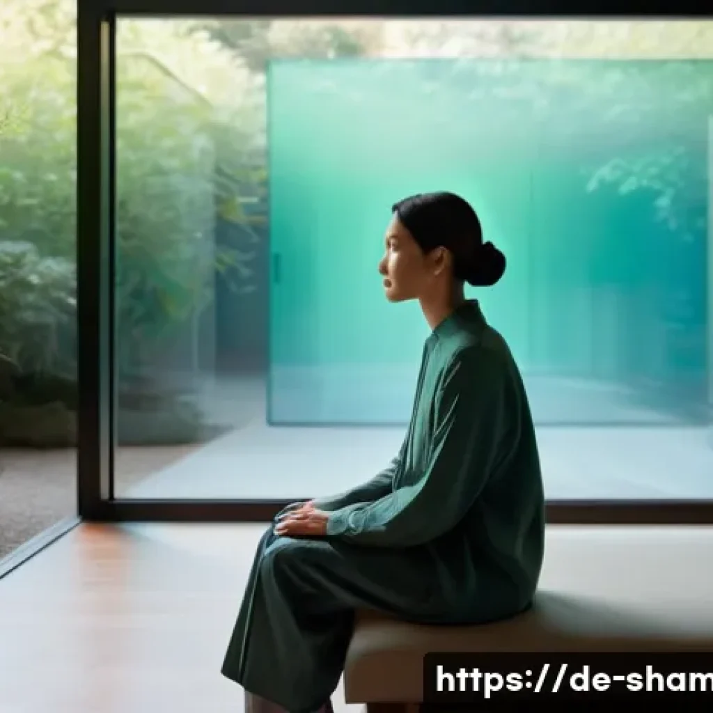 무속 신앙과 AI의 결합 - **"AI as a Mirror for Inner Reflection"**
    A serene, diverse person, aged 30s-40s, with a contemp...