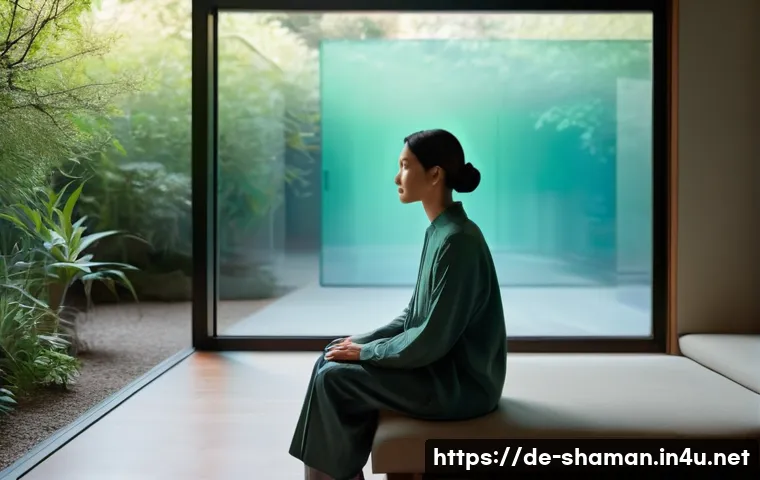 무속 신앙과 AI의 결합 - **"AI as a Mirror for Inner Reflection"**
    A serene, diverse person, aged 30s-40s, with a contemp...