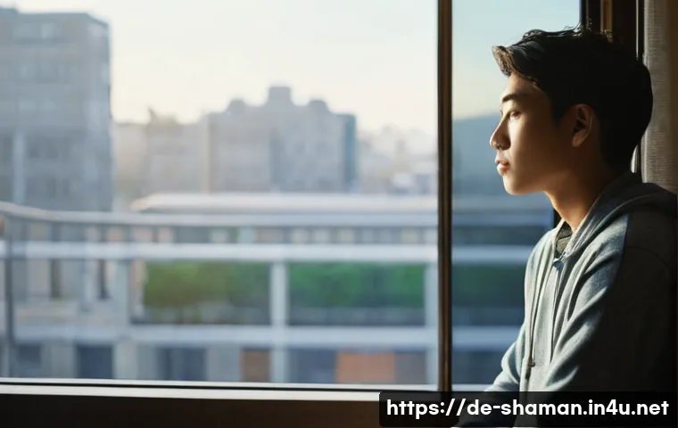 무속인의 생활과 이야기 - **Prompt:** A young adult, dressed in modern, comfortable attire, sits thoughtfully in a bright, min...