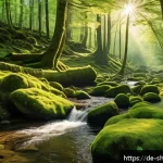 Home 18 무속과 에너지 치유 - A serene forest scene in early morning light, featuring a peaceful person dressed in comfortable out...